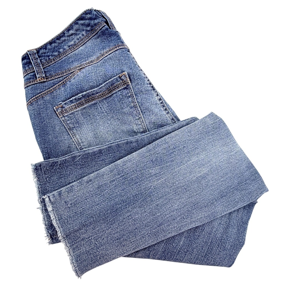 Bandolino Lisbeth Jeans Womens 6P Blue Good Distressed Skinny Raw Hem Petite